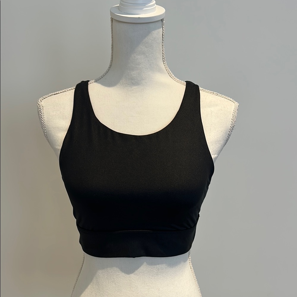 Fabletics Black Sports Bra with Cool Strap Design